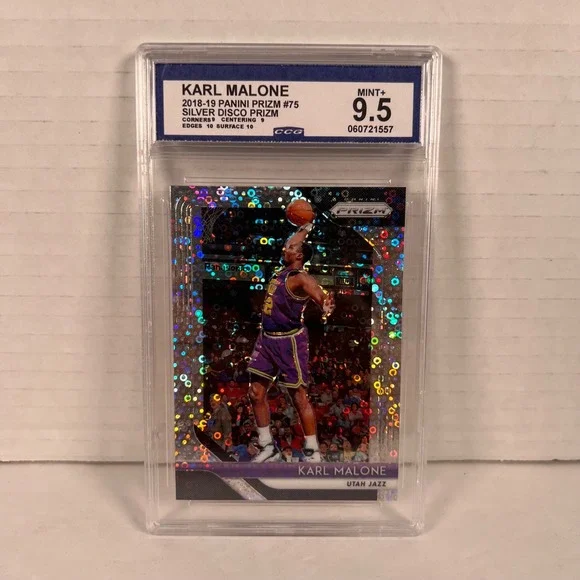 Karl Malone 2018-19 Panini Prizm Silver Disco Prizm #75 CCG 9.5 Mint+ Utah Jazz