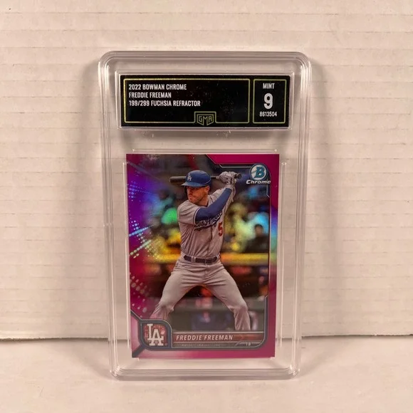 2022 Bowman Chrome Freddie Freeman Fuchsia Refractor 199/299 GMA 9 Mint Dodgers