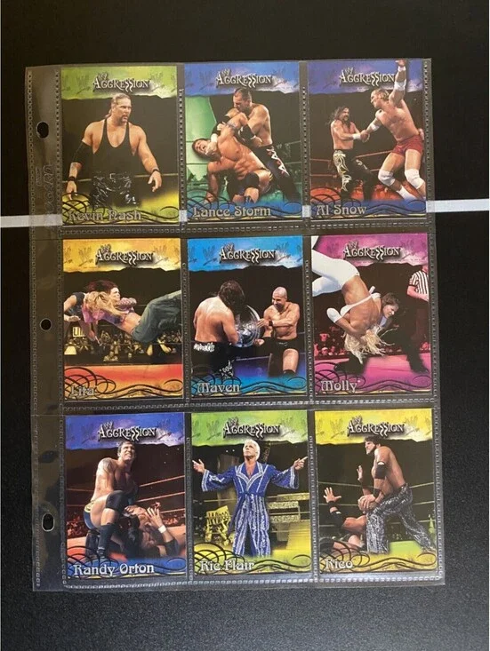 WWE Aggression 2003 Lot of 72 Cards in Binder, Base + Divalicious + Ring Leaders