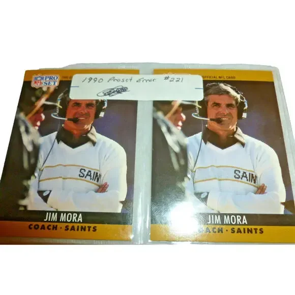 Pro Set Football Card Excellent Jim Mora 1990‎ #221 Error New Orleans Saints