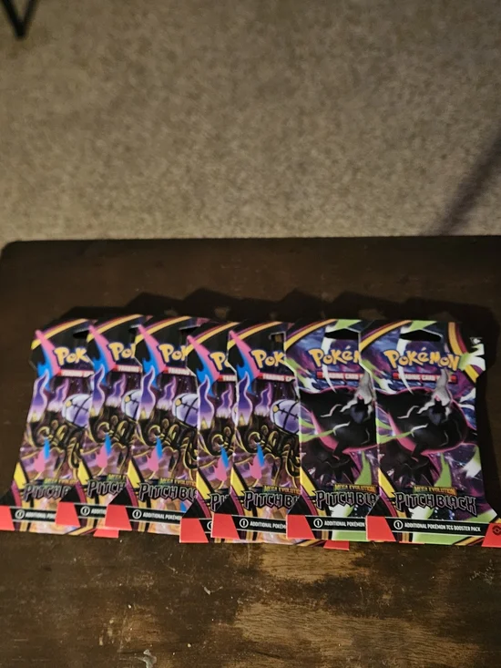 Pokemon Pitch Black Booster Packs - Purple, Pink, Black 7 Booster Packs