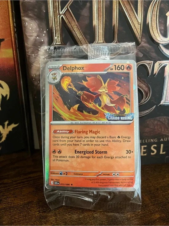 Delphox Pokemon Card Chaos Rising Promo Stamped 013/086