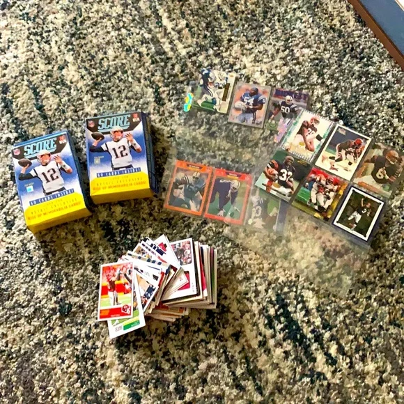 Football Trading Cards I got in an auction  Score boxes are opened incomplete