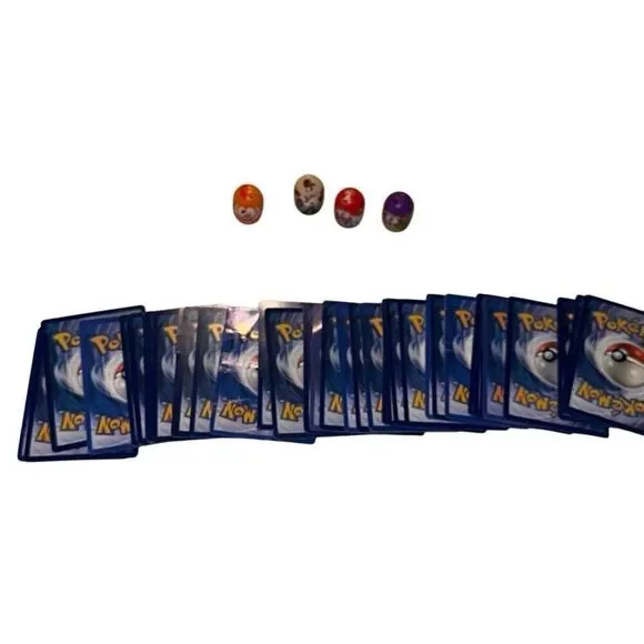 36 Pokemon Cards Random Multicolor No Duplicates Standard Size w/ wobbly toys