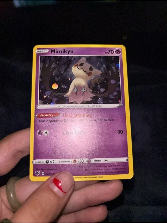 TCG Mimikyu Holographic Trading Card - Purple