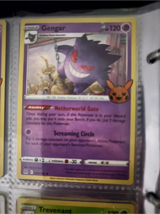 Pokemon Gengar Trading Card - Purple, Yellow, Orange