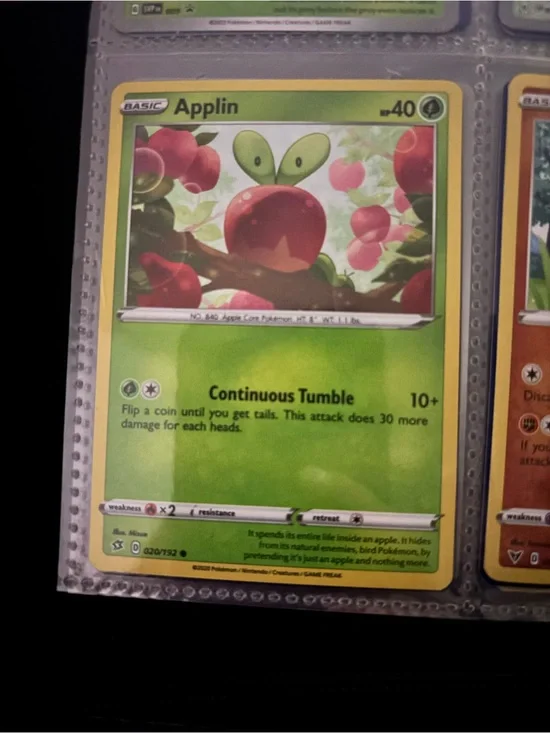 Pokemon Applin Green and Red Trading Card