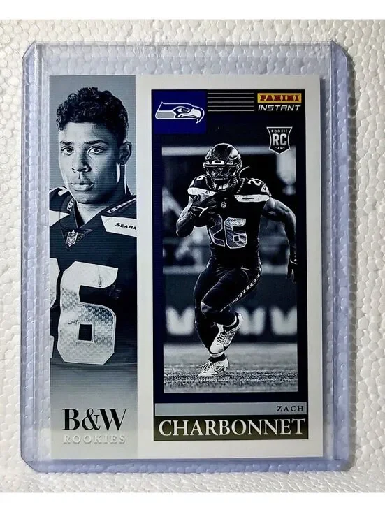 Zach Charbonnet 2023 Panini NFL #13 Black & White Rookies Card Seahawks 1/216