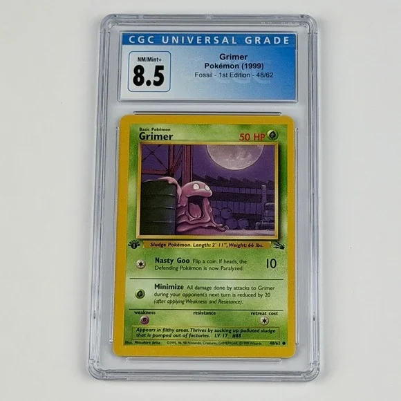 Pokemon Grimer 1st Edition Fossil 48/62 CGC 8.5 Blue Label TCG 1999 WotC Vtg