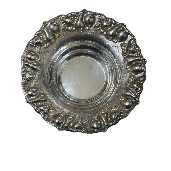 Hazorfim Israel Sterling Silver Footed Bowl 7 inch – Fruit Motif 925