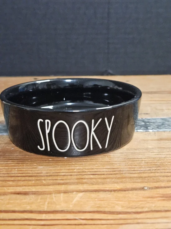 Rae Dunn Spooky Black Ceramic Pet Bowl