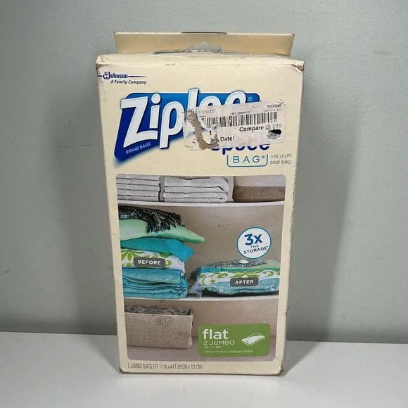 Ziploc Space Bag Bed & Linen‎ 2 Jumbo Flats Waterproof Reusable