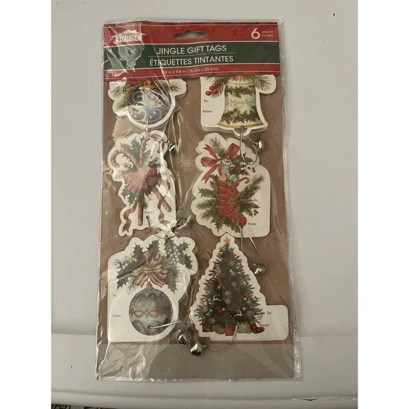 Christmas House Jingle Bell Gift Tags - 6 Pack