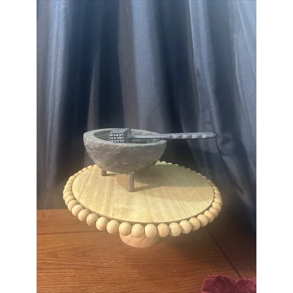 Vintage Rustic wooden Mortar And Pestle Medicine Bowl