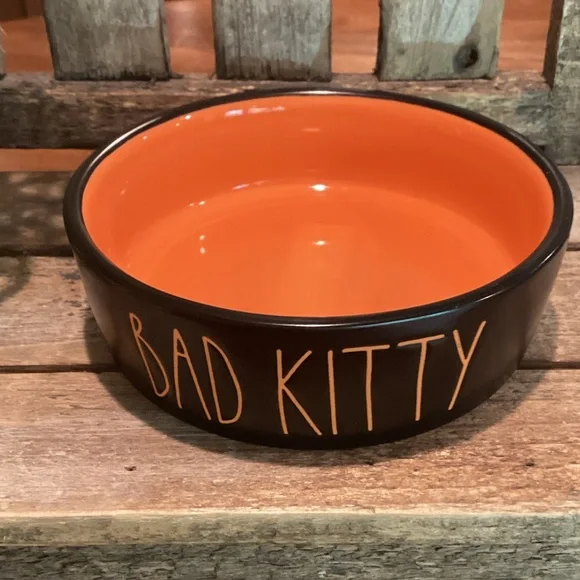 Rae Dunn BAD KITTY Halloween Pet Bowl