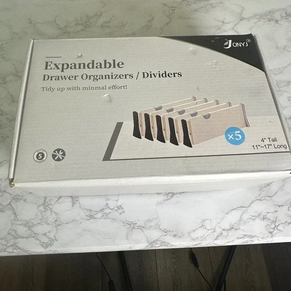 JONYJ Set of 4 Expandable Drawer Dividers Adjustable 11-17 inch White 4in Tall