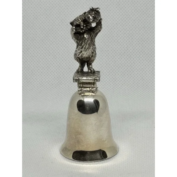 Beatrix Potter Mrs Ribby Cat Pewter Bell NE Collectors Society Silver Plate