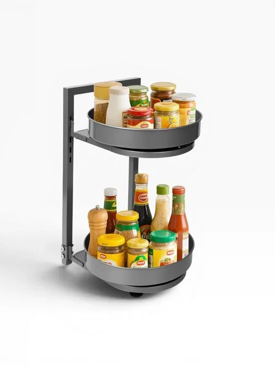 Rotatable CounterAdjustable Double-layer Circular Seasoning Storage Rack