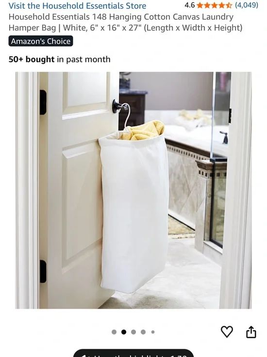 Two Cotton Canvas Laundry Hamper Bags, 6