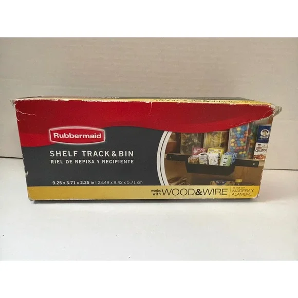 Rubbermaid Shelf Track & Bin Black‎ Sliding Storage for Wood and Wire Shelves