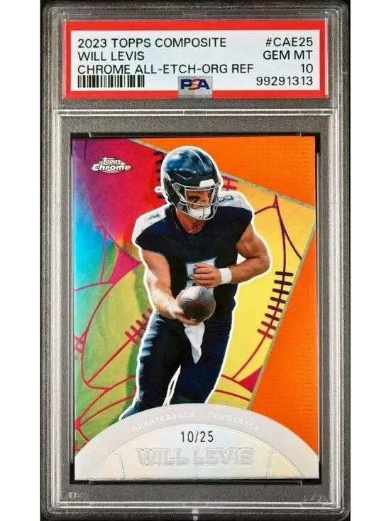 Will Levis 2023 Topps Chrome ALL-ETCH #CAE-25 Orange Refractor 10/25 Card PSA 10