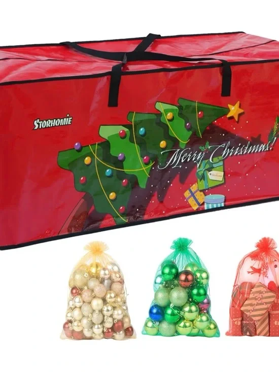 Storhomie Red Christmas Tree Storage Bag with Holiday Print