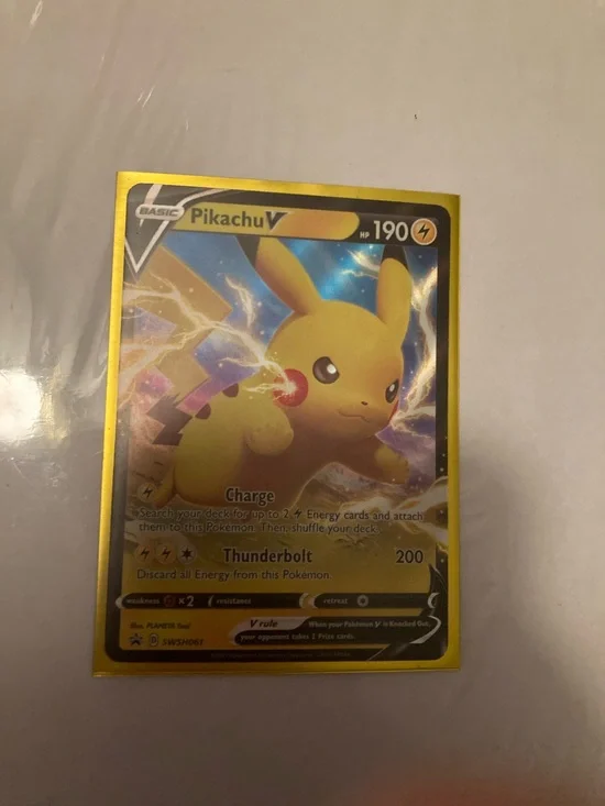 Pokemon Pikachu V Gold Foil Card - Yellow & Blue Holo