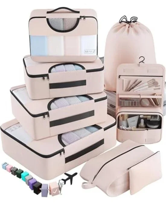 8 Piece Packing Cubes Travel Organizer Luggage Compression Storage Bags Set