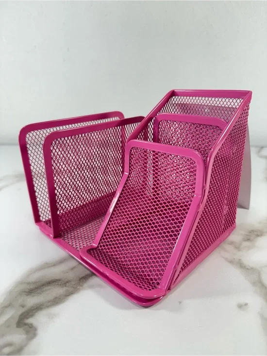 2 Pcs Metal Mesh Multi-Compartment Phone Stand Office Desktop Storage Organizer