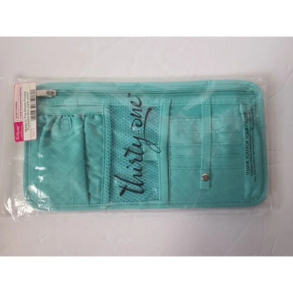 Thirty-One Made In The Shade Pocket Turquoise Cross Pop Retired New