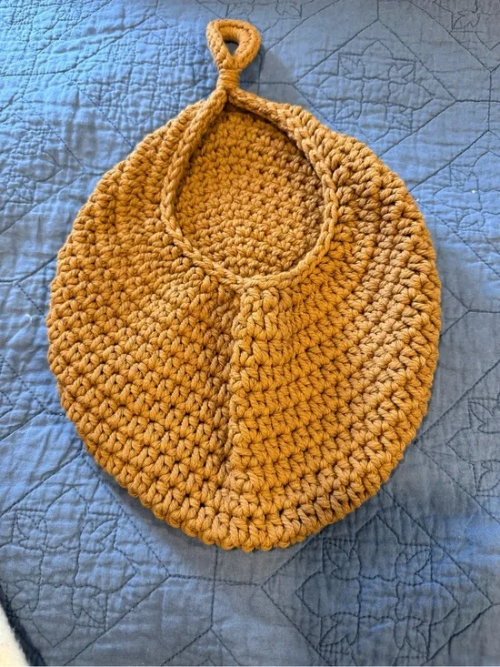 Handmade Mustard Crochet Storage Basket Bag