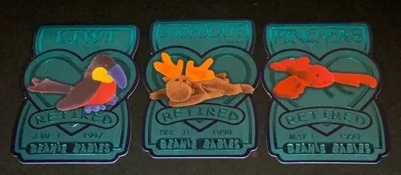 1999 Ty Beanie Babies BBOC Series 3 Retired Teal Cards Lot Of 3