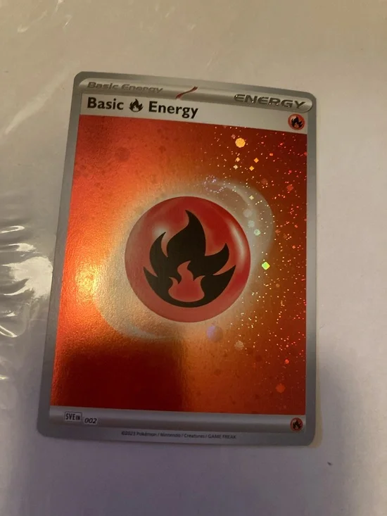 Pokemon Fire Energy Holo Card - Red
