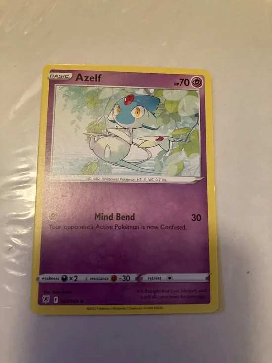 Pokemon Azelf Psychic Trading Card - Yellow Border, Purple Artwork
