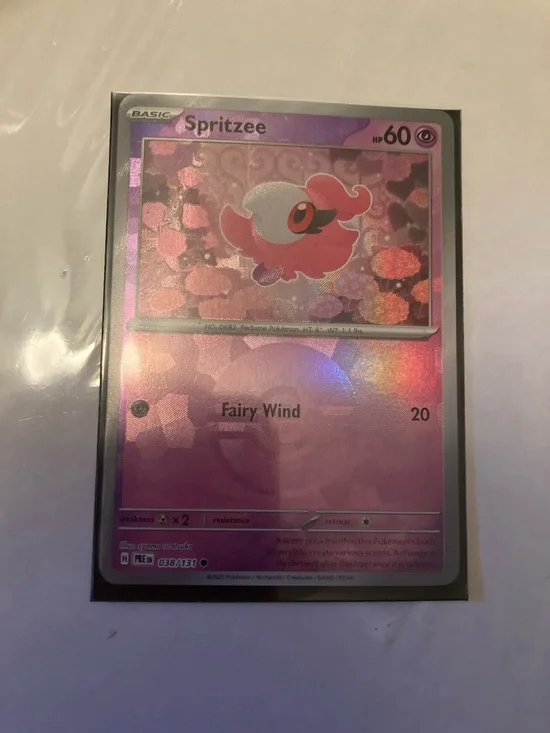 POKEBALL Pokemon Spritzee Pink Purple Holo Trading Card