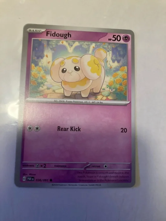 Pokemon Fidough Pink and Yellow Trading Card