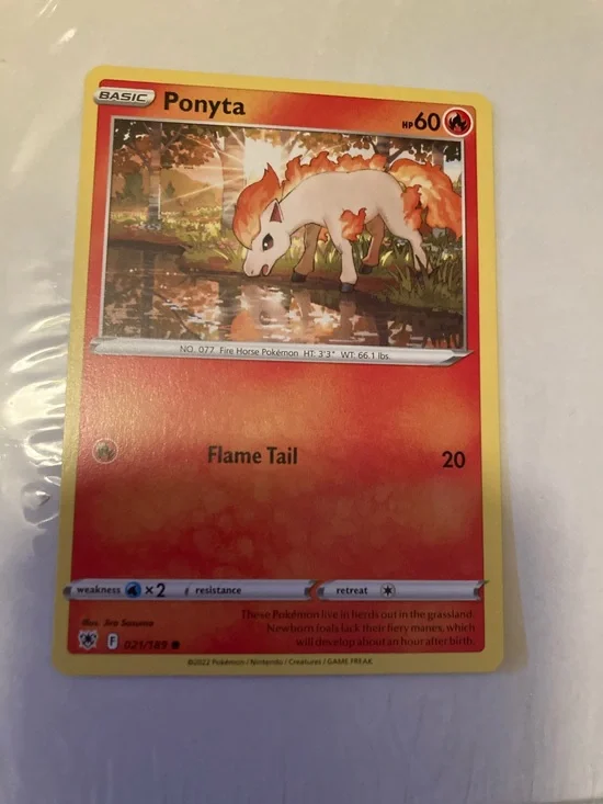 Pokemon Ponyta Red Orange Yellow Trading Card