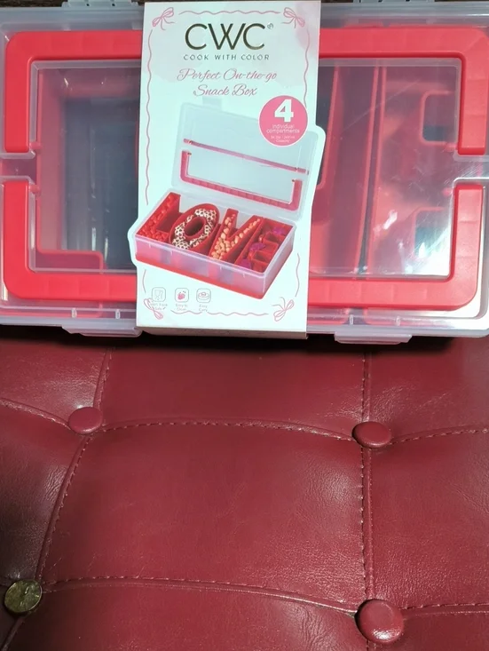 CWC Perfect On-the-Go Snack Box — Red 4-Compartment Organizer