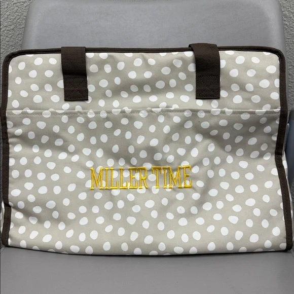 Thirty-One Polka Dot insulated Storage Tote - Brown and White