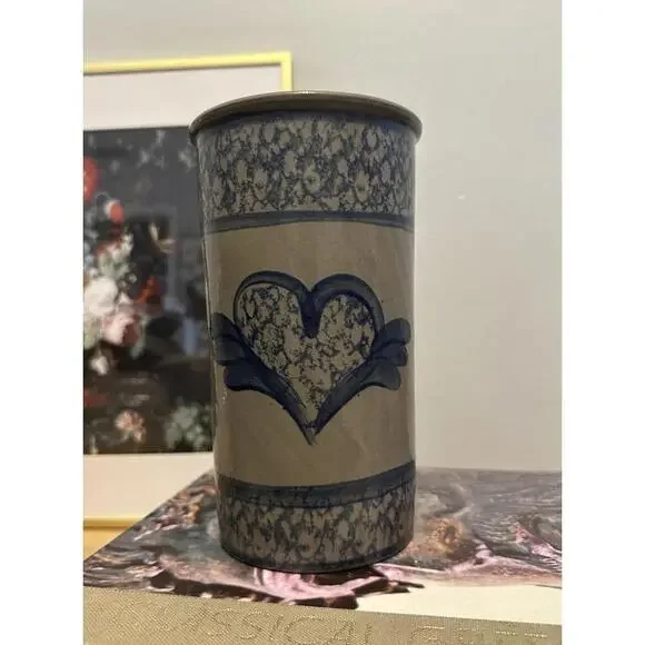 Stoneware Cylinder Vase Or Kitchen Utensil Holder By Beaumont Brothers Pottery