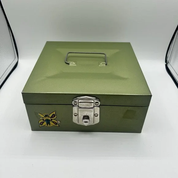 Vintage Vintage Hamilton Skotch Green Metal Storage Box - File Box - Cash Box