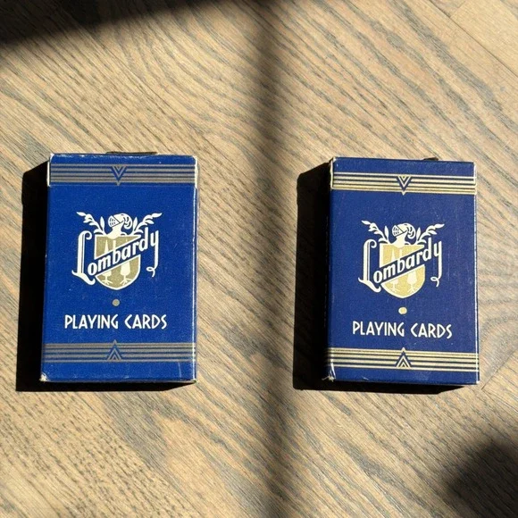 Vtg Playing Cards 2 Decks Lombardy Plastic Coated Blue Complete Arrco ITALY