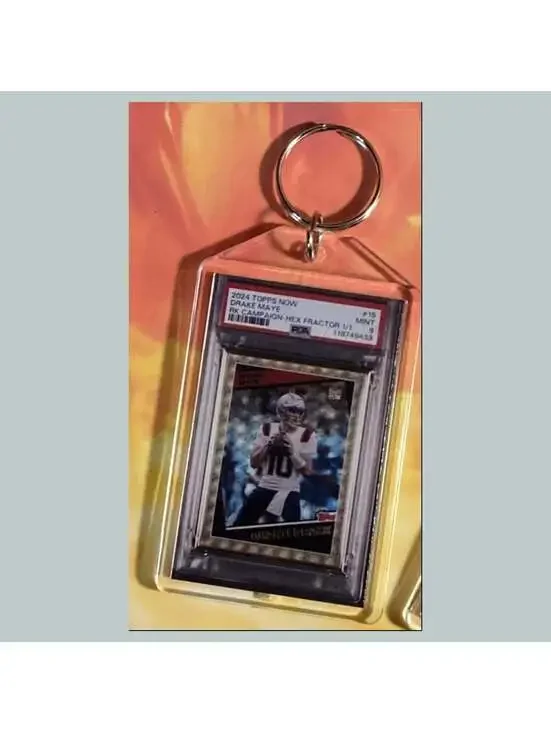 3711 Drake Maye 2025 Topps Now Hex-Fractor Custom Hand Made Keychain