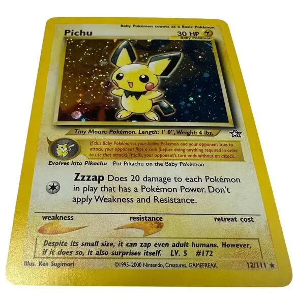 Pokemon TCG Pichu 12/111 Neo Genesis SWIRL Holo Rare Unlimited NM/LP