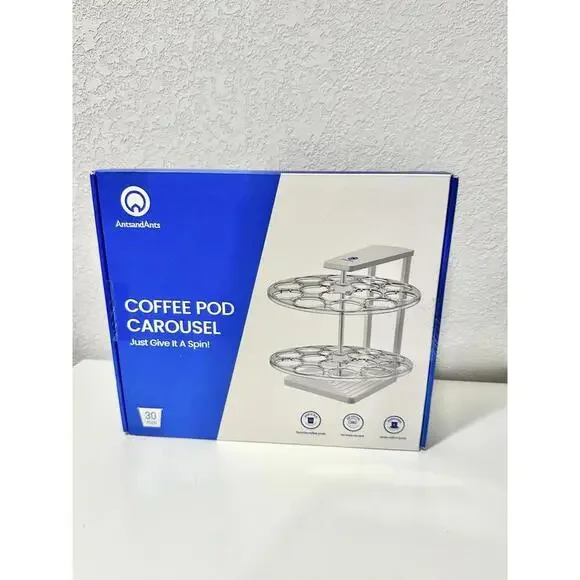 Ananda’s - Coffee Spinning Carousel Plastic White/Clear NEW in Box, 30 Pods