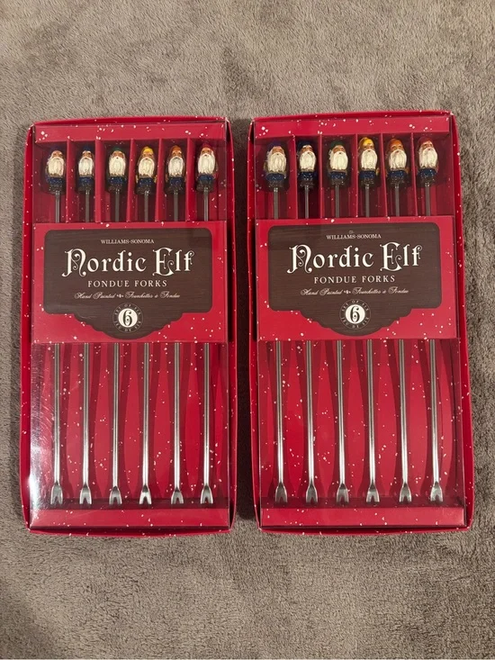 Nib Williams-Sonoma Nordic Elf Fondue Forks Multicolored 2 Sets of 6