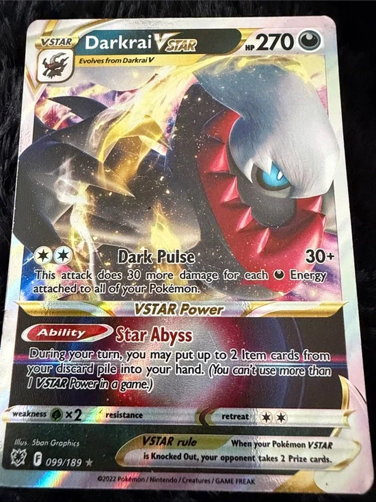 Pokemon Darkrai VSTAR Holographic Card - Black, Red, Silver, Gold