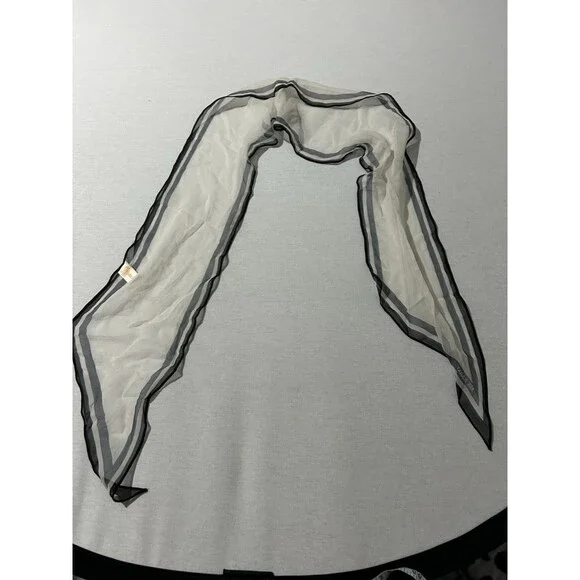 VTG sheer white silk twilly scarf made in Japan, preppy, 50's, hair, neck, purse