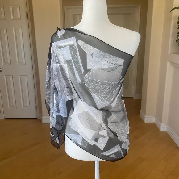 Chic Black, White and Gray Sheer Scarf Wrap Sarong
