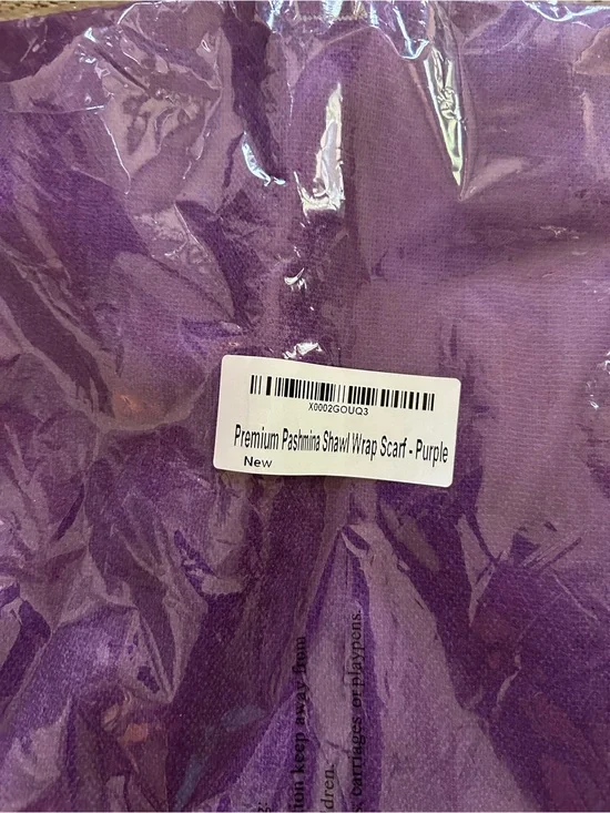 NWT Premium Pashmina Shawl Wrap Scarf - Deep Purple 30% Silk Fringe